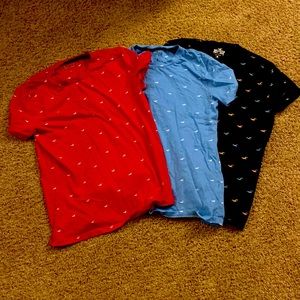 3 in 1 Bundle Hollister Red,Blue, and Black Hollister Tee Shirts
